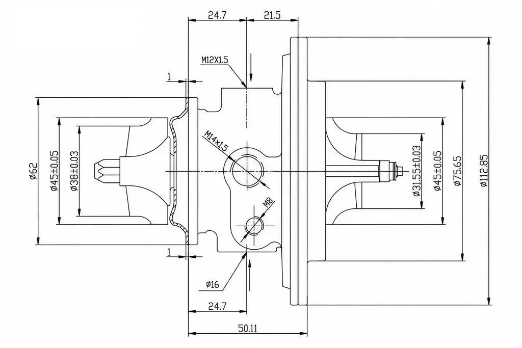 53039700016 CHRA KP39 Audi A4 1.9 TDI 2001-2004