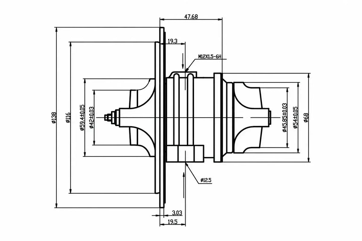 CHRA Conjunto Rotativo Turbo Troller T4 Pantanal 3.0 GT25
