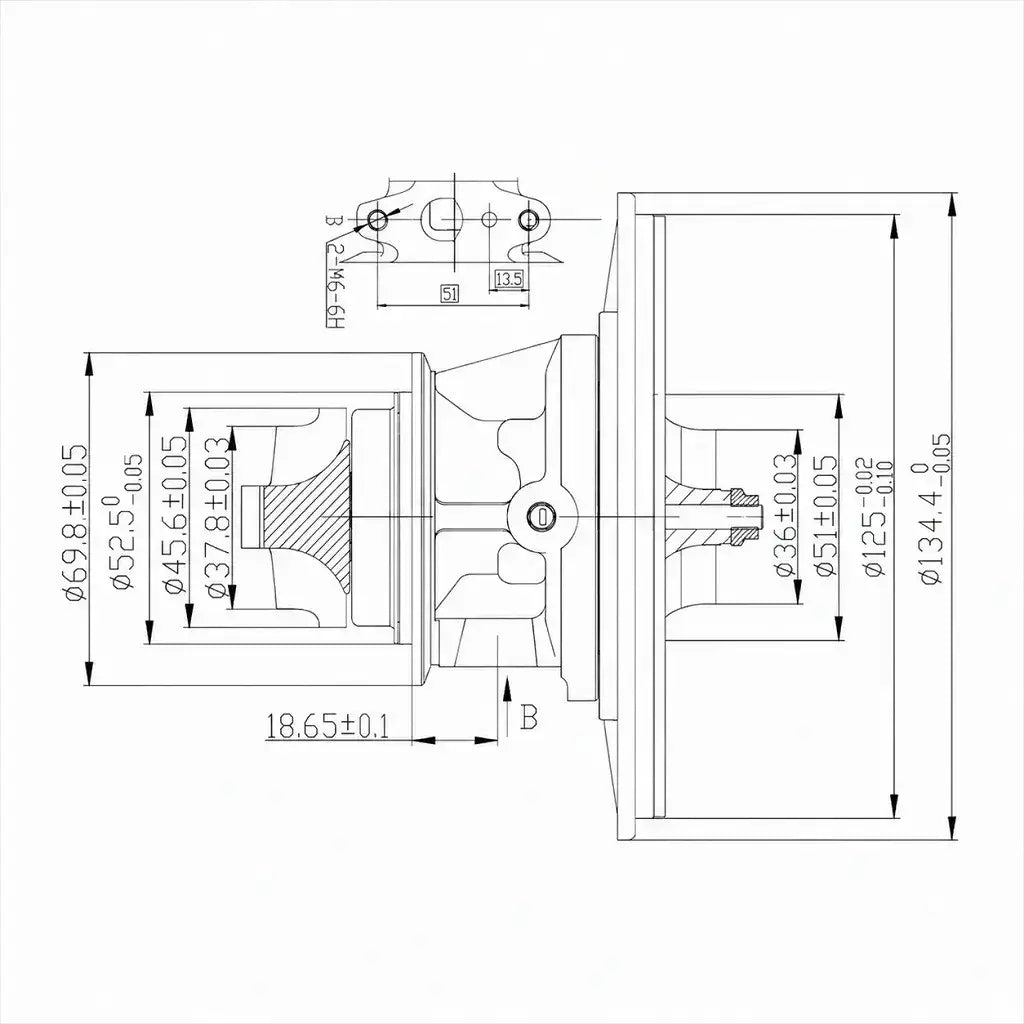 CHRA Turbo Toyota Hilux 2.5 D-4D | OEM 17201-0L030 | Eixo e Rotor