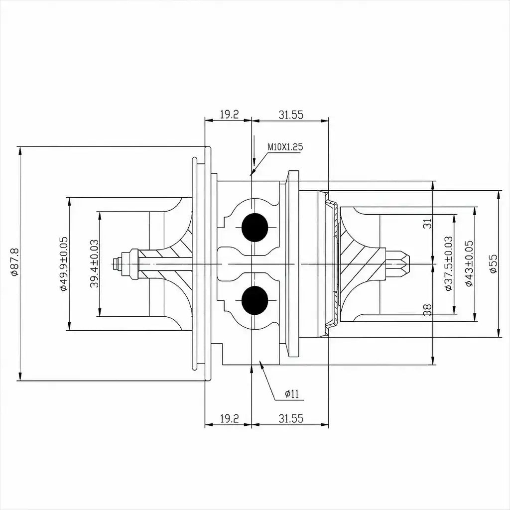 CHRA Turbo L200 Triton 3.2 4M41 | OEM 1515A123 Eixo Rotor